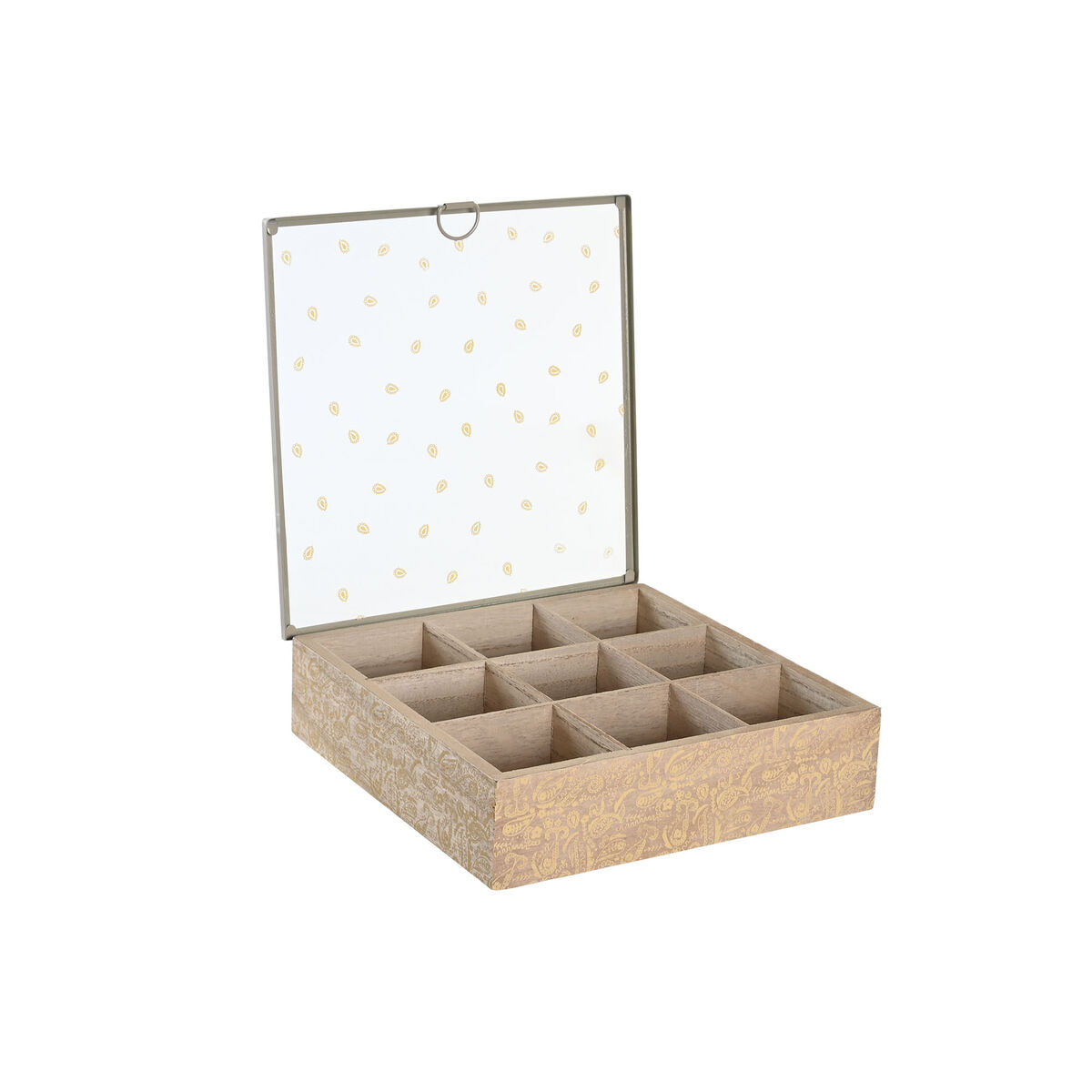 Scatola per Infusioni DKD Home Decor 24 x 24 x 6,5 cm Cristallo Naturale Azzurro Rosa Metallo Bianco 3 Pezzi Legno MDF - Immagine 2