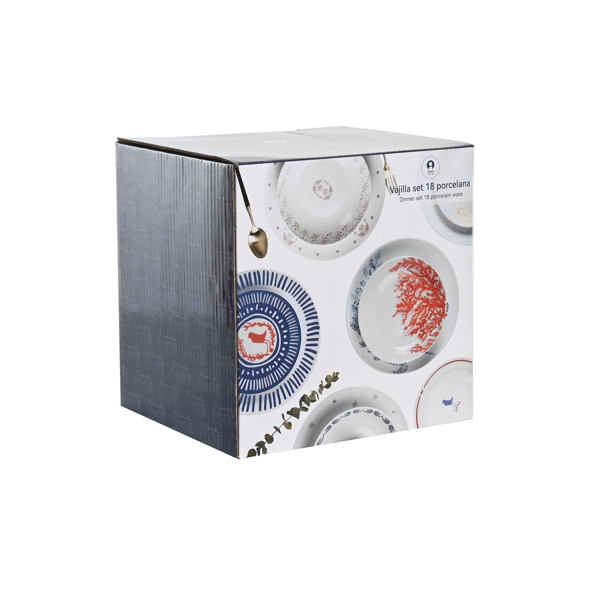 Set di Stoviglie DKD Home Decor Azzurro Bianco Rosa Porcellana 18 Pezzi 27 x 27 x 3 cm - Immagine 4