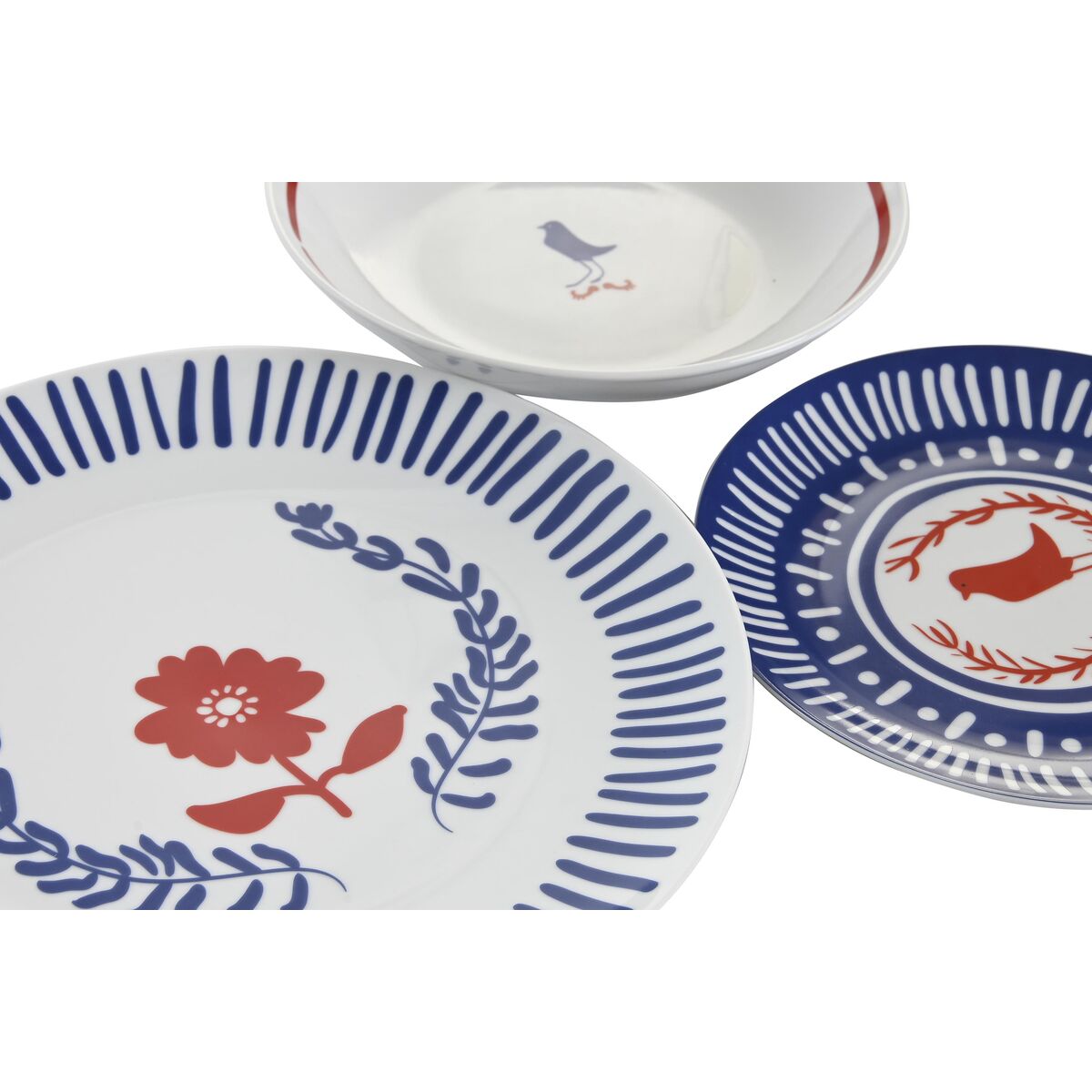 Set di Stoviglie DKD Home Decor Azzurro Bianco Rosso Porcellana Mediterraneo 18 Pezzi 27 x 27 x 3 cm - Immagine 2