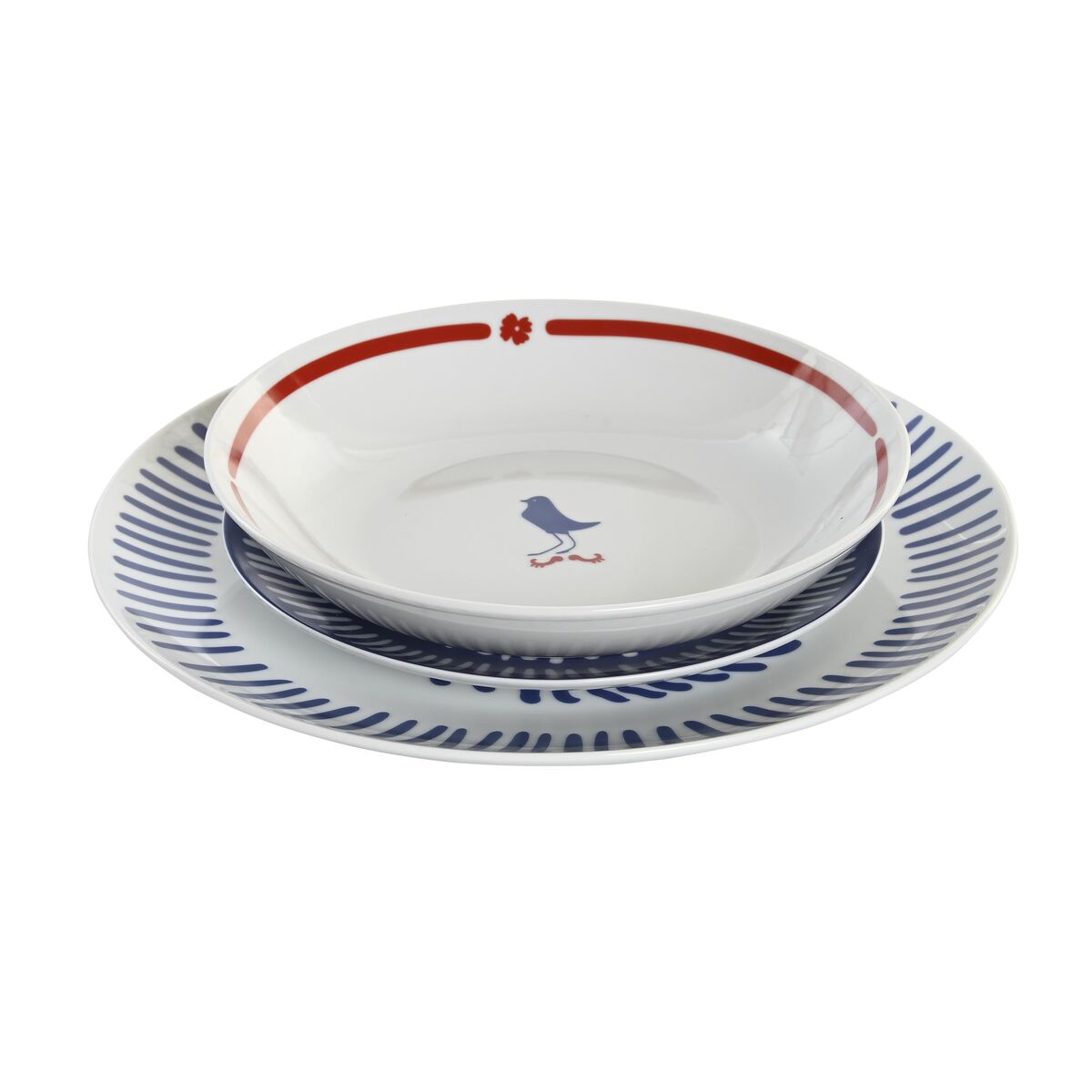 Set di Stoviglie DKD Home Decor Azzurro Bianco Rosso Porcellana Mediterraneo 18 Pezzi 27 x 27 x 3 cm - Immagine 3