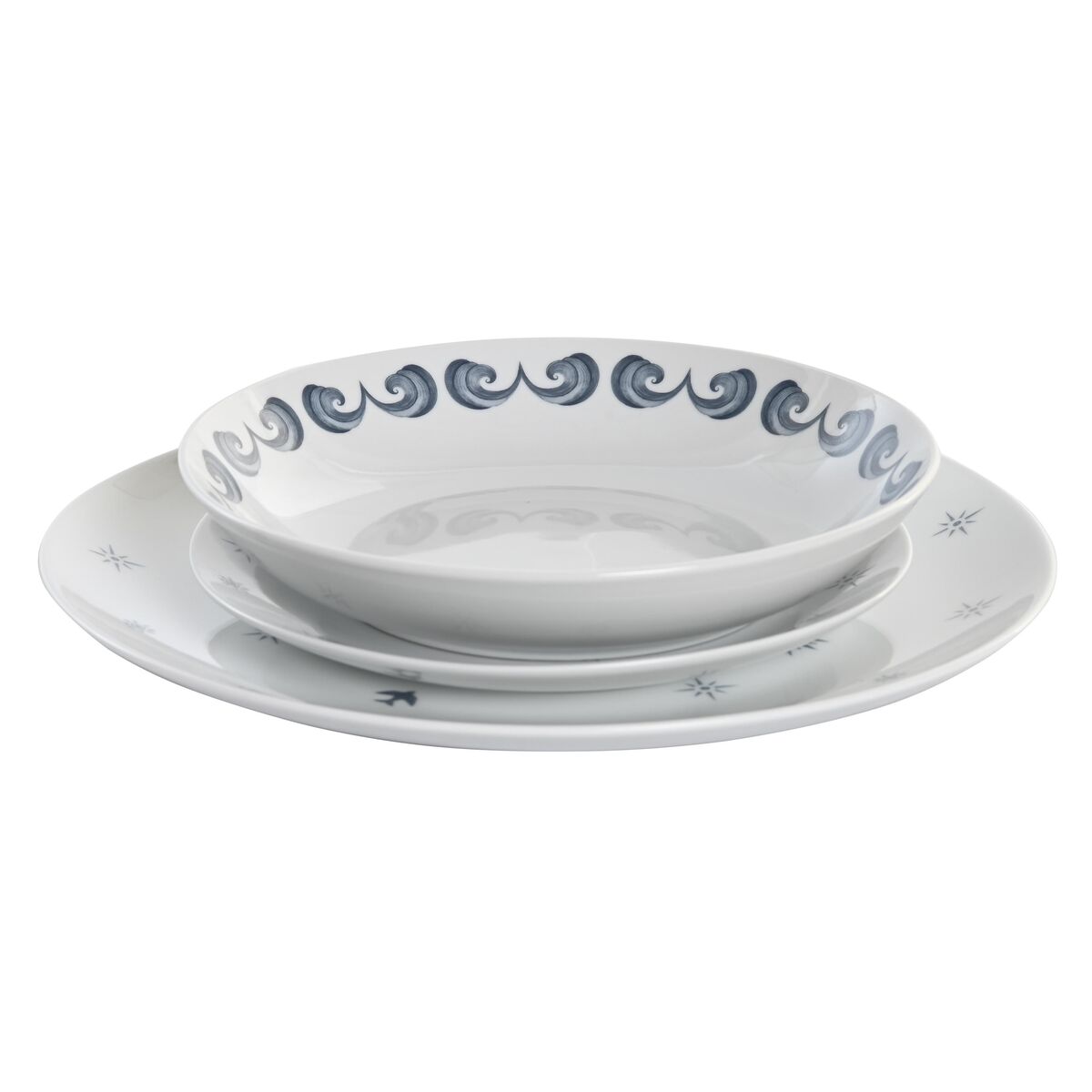 Set di Stoviglie DKD Home Decor Azzurro Bianco Porcellana 18 Pezzi 27 x 27 x 3 cm - Immagine 3