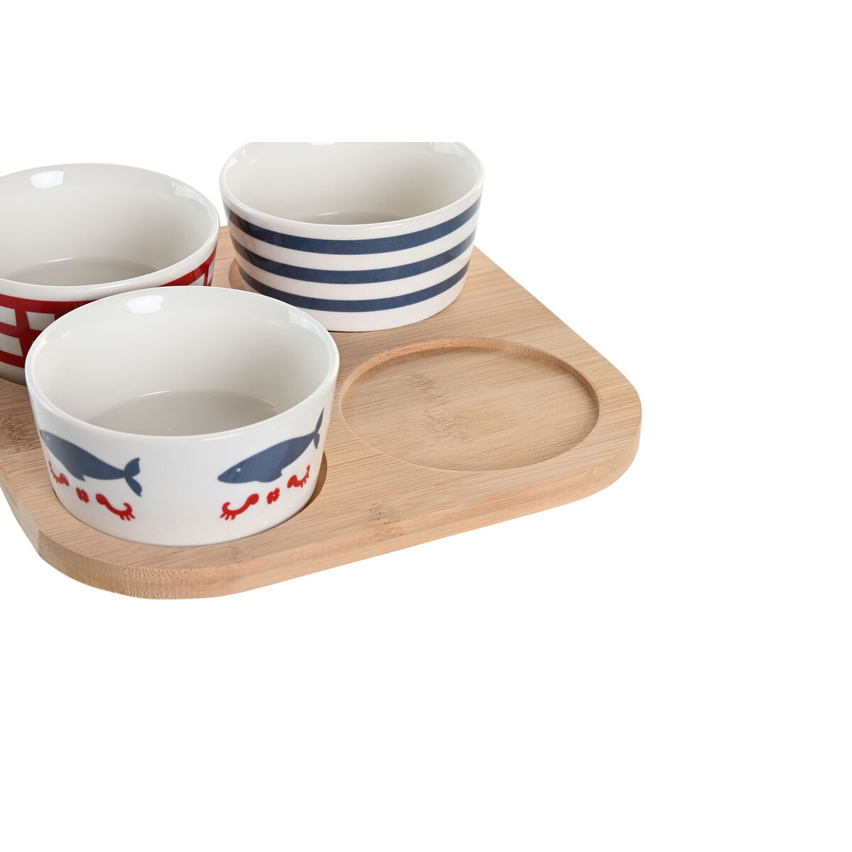Set da Aperitivo DKD Home Decor 19,7 x 19,7 x 1 cm Naturale Rosso Azzurro Bianco Gres Mediterraneo Case - Immagine 2