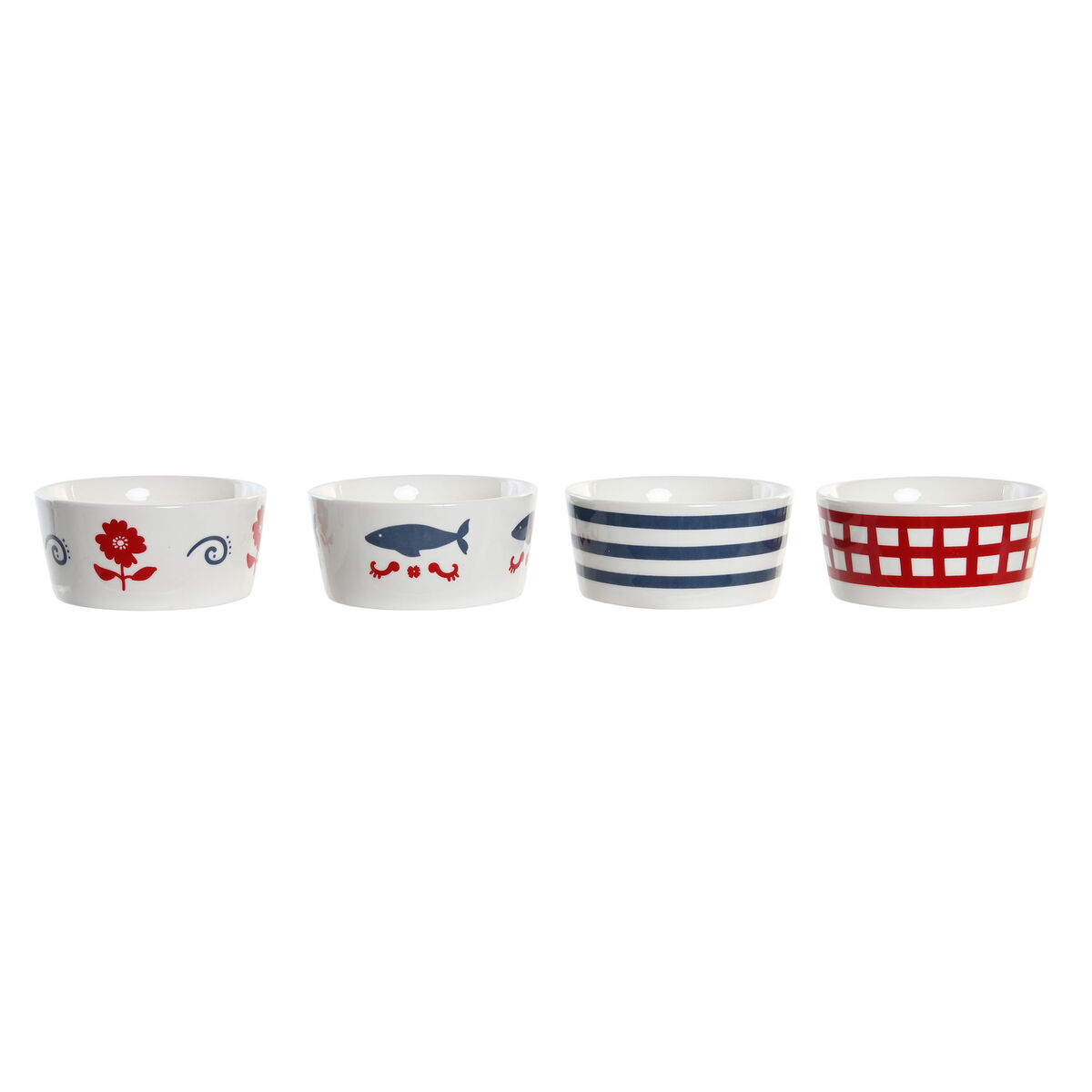 Set da Aperitivo DKD Home Decor 19,7 x 19,7 x 1 cm Naturale Rosso Azzurro Bianco Gres Mediterraneo Case - Immagine 3
