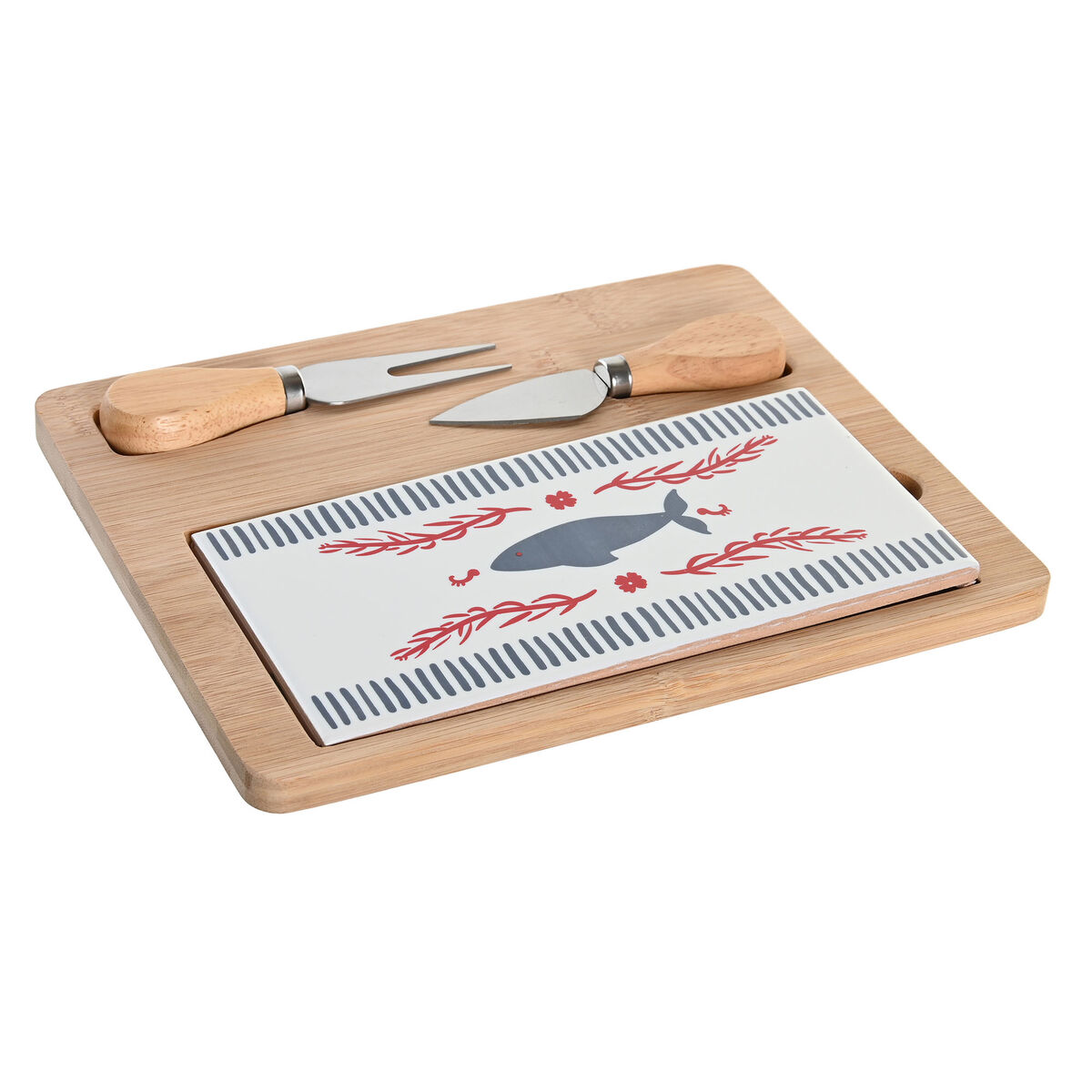 Set da Aperitivo DKD Home Decor 24,5 x 20 x 1,2 cm Rosso Azzurro Gres Mediterraneo Case