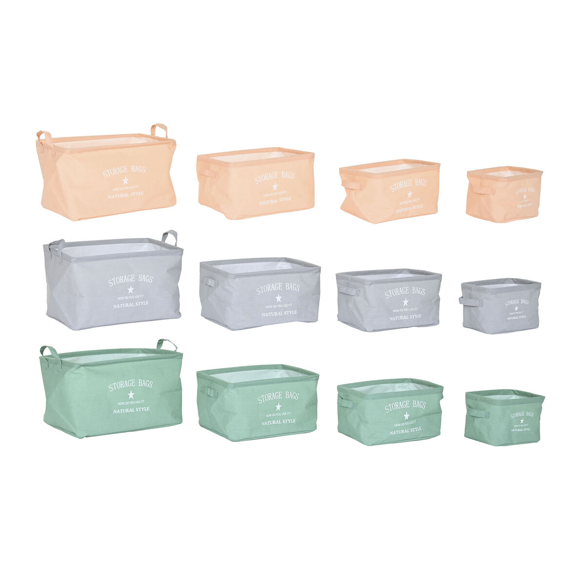 Set di Cestini DKD Home Decor Verde Grigio Arancio Tela Moderno 39 x 27 x 24 cm (3 Unità)