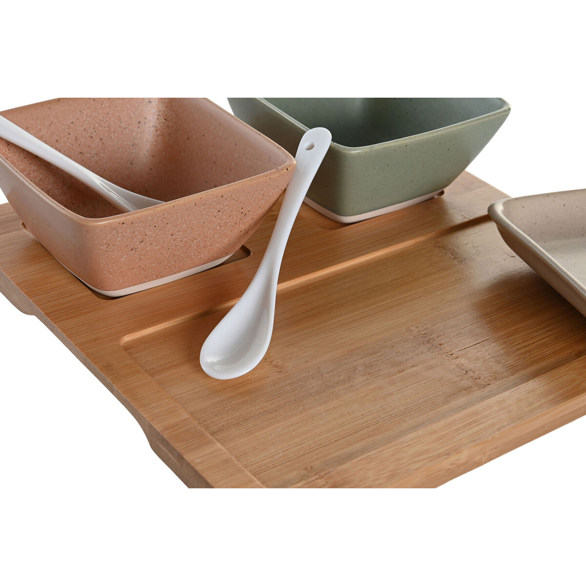 Set da Aperitivo DKD Home Decor 24 x 23,5 x 1,5 cm Porcellana Multicolore Bambù 6 Pezzi Scandinavo - Immagine 3