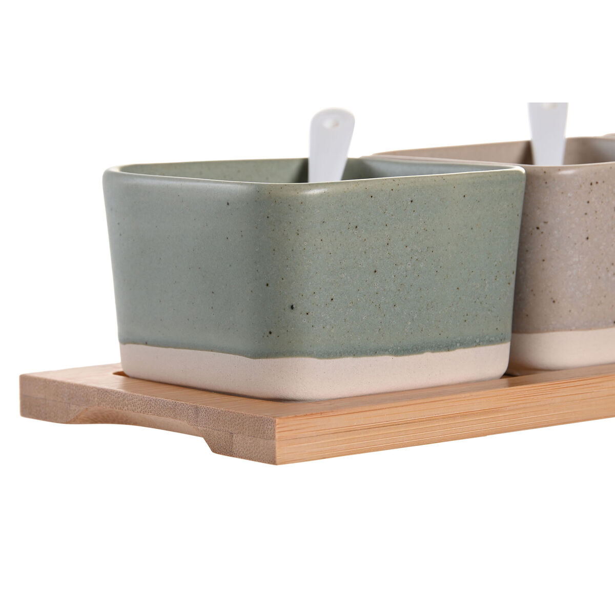 Set da Aperitivo DKD Home Decor 29 x 11,5 x 1,5 cm Porcellana Multicolore Bambù Scandinavo - Immagine 2
