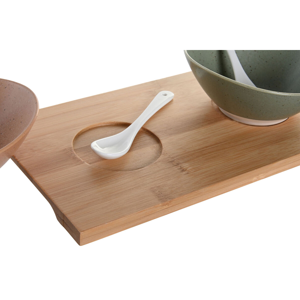 Set da Aperitivo DKD Home Decor 29 x 15,5 x 1,5 cm Porcellana Multicolore Bambù Scandinavo - Immagine 3