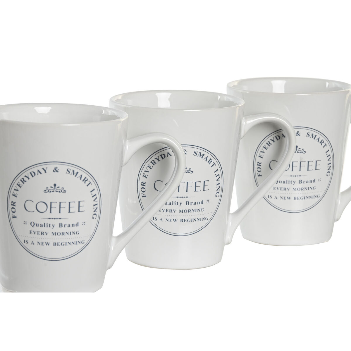 Set di Tazze e Piatti DKD Home Decor Bianco Metallo Gres 300 ml 14 x 14 x 31 cm 12,5 x 9,5 x 10,5 cm (5 Pezzi) - Immagine 2
