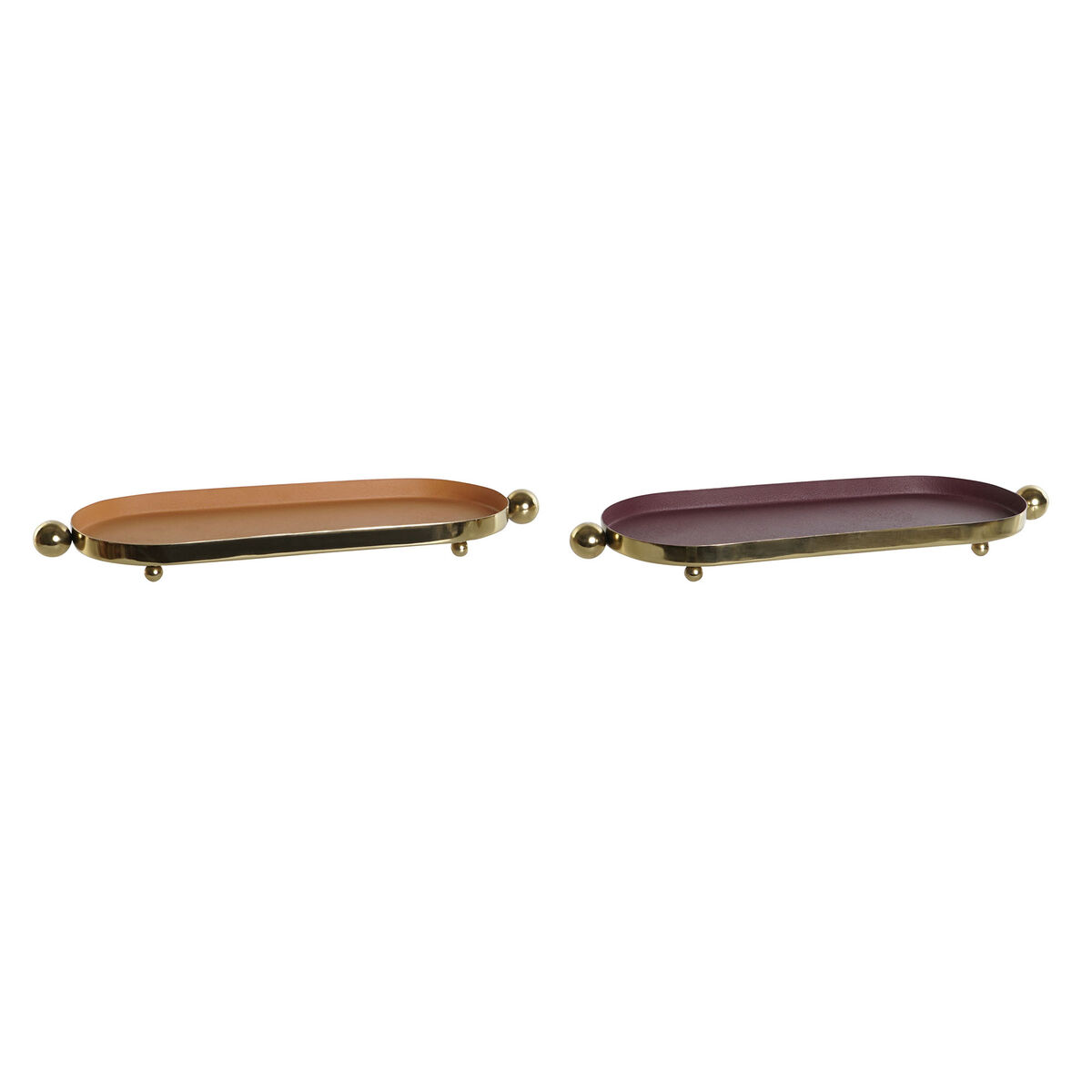 Centrotavola DKD Home Decor Arancio Magenta Dorato Ferro 35 x 13 x 3 cm (2 Unità)