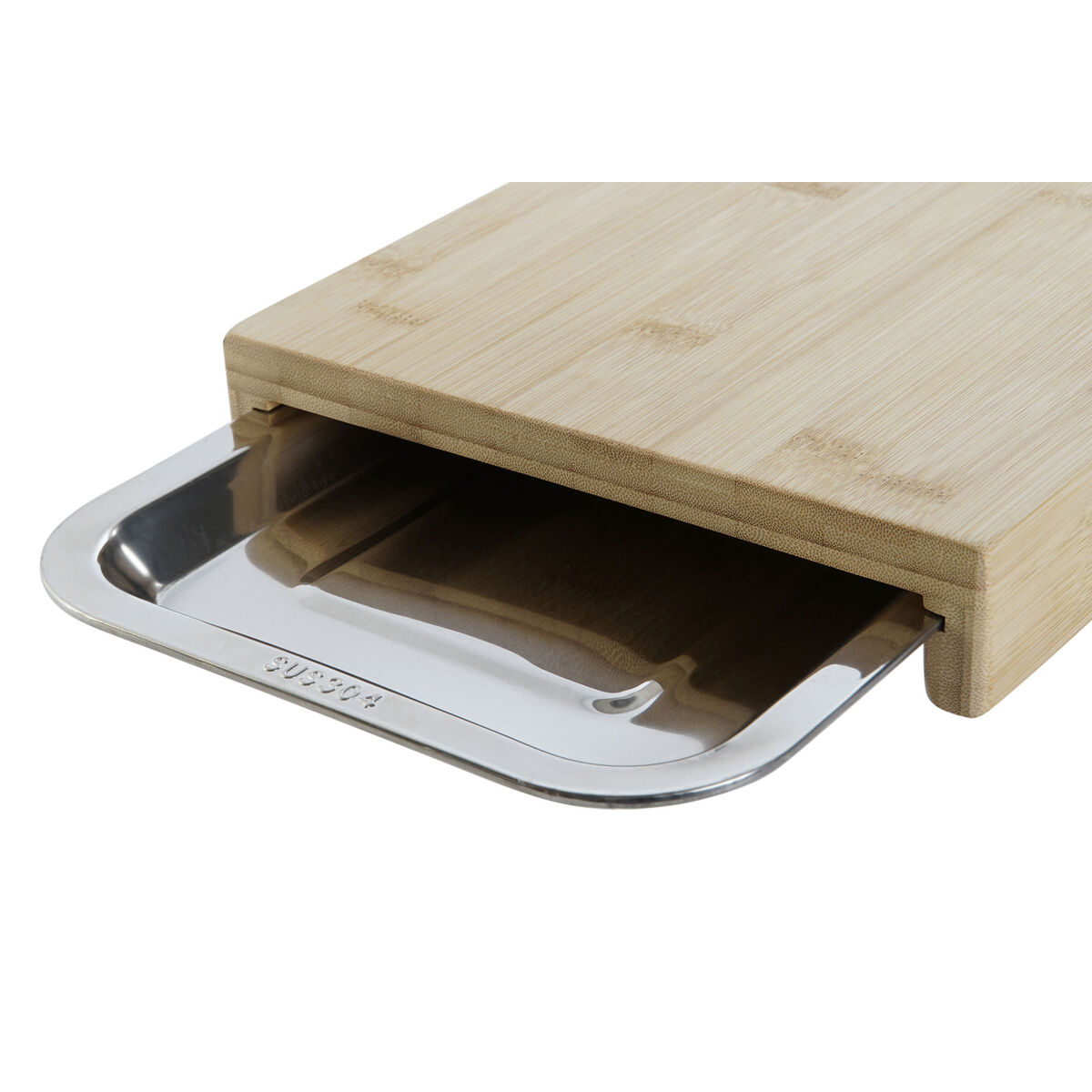 Tagliere DKD Home Decor Naturale Bambù Acciaio inossidabile 28 x 21,5 x 4,2 cm - Immagine 2