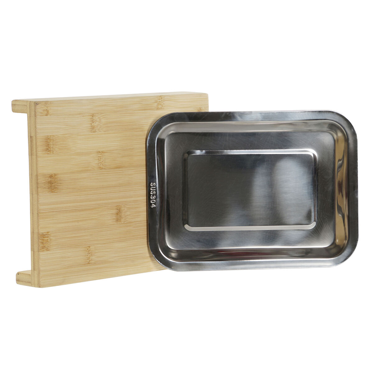 Tagliere DKD Home Decor Naturale Bambù Acciaio inossidabile 28 x 21,5 x 4,2 cm - Immagine 3