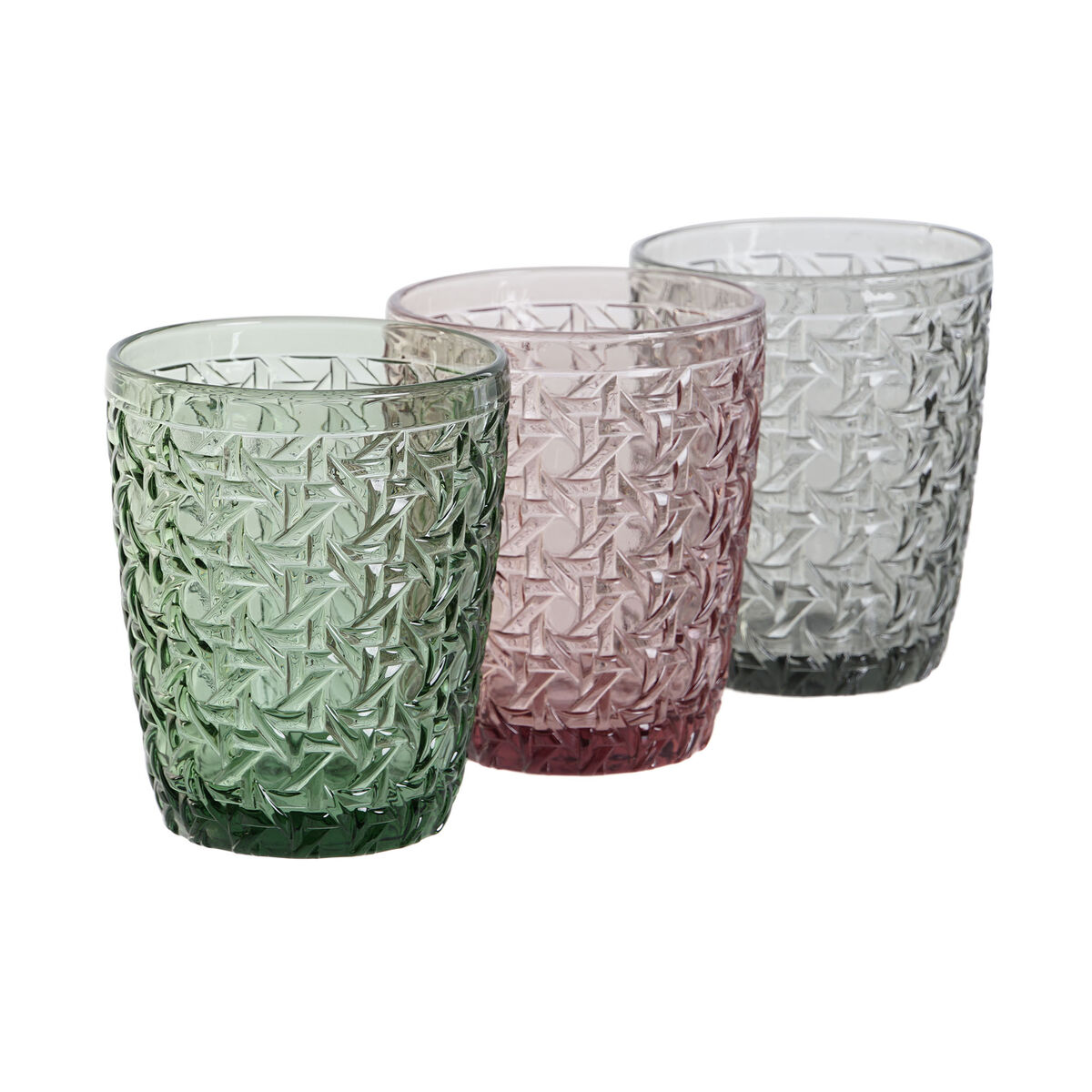 Set di Bicchieri DKD Home Decor Verde Grigio Rosa Cristallo Con rilievo 240 ml (6 Unità) - Immagine 2