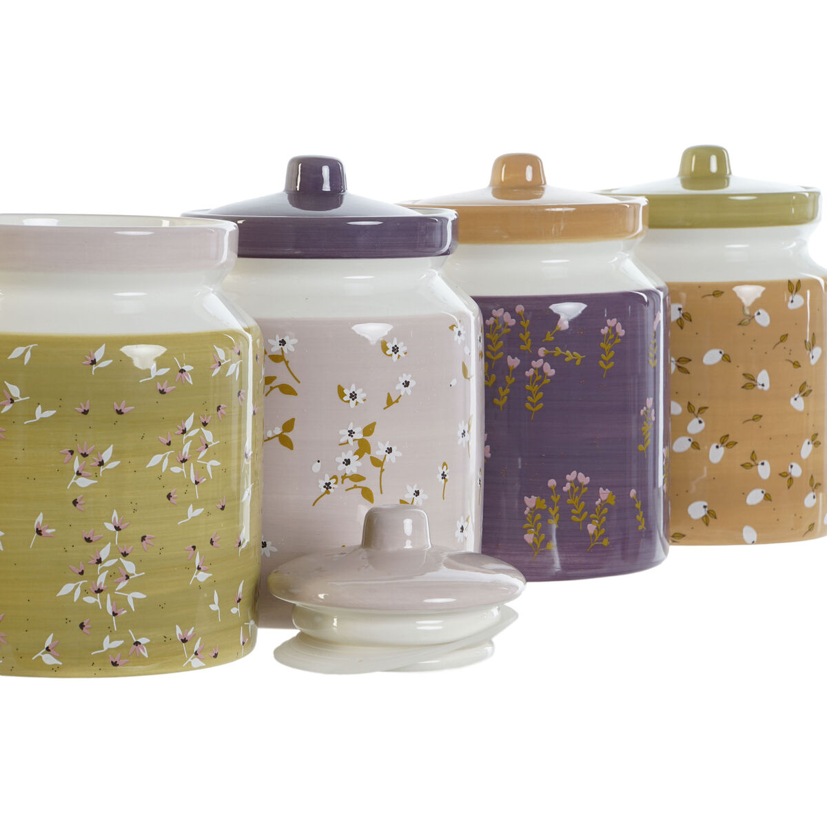 Barattolo DKD Home Decor Verde Rosa Senape Lilla Dolomite Shabby Chic 1 L 12 x 12 x 16 cm (4 Unità) - Immagine 2