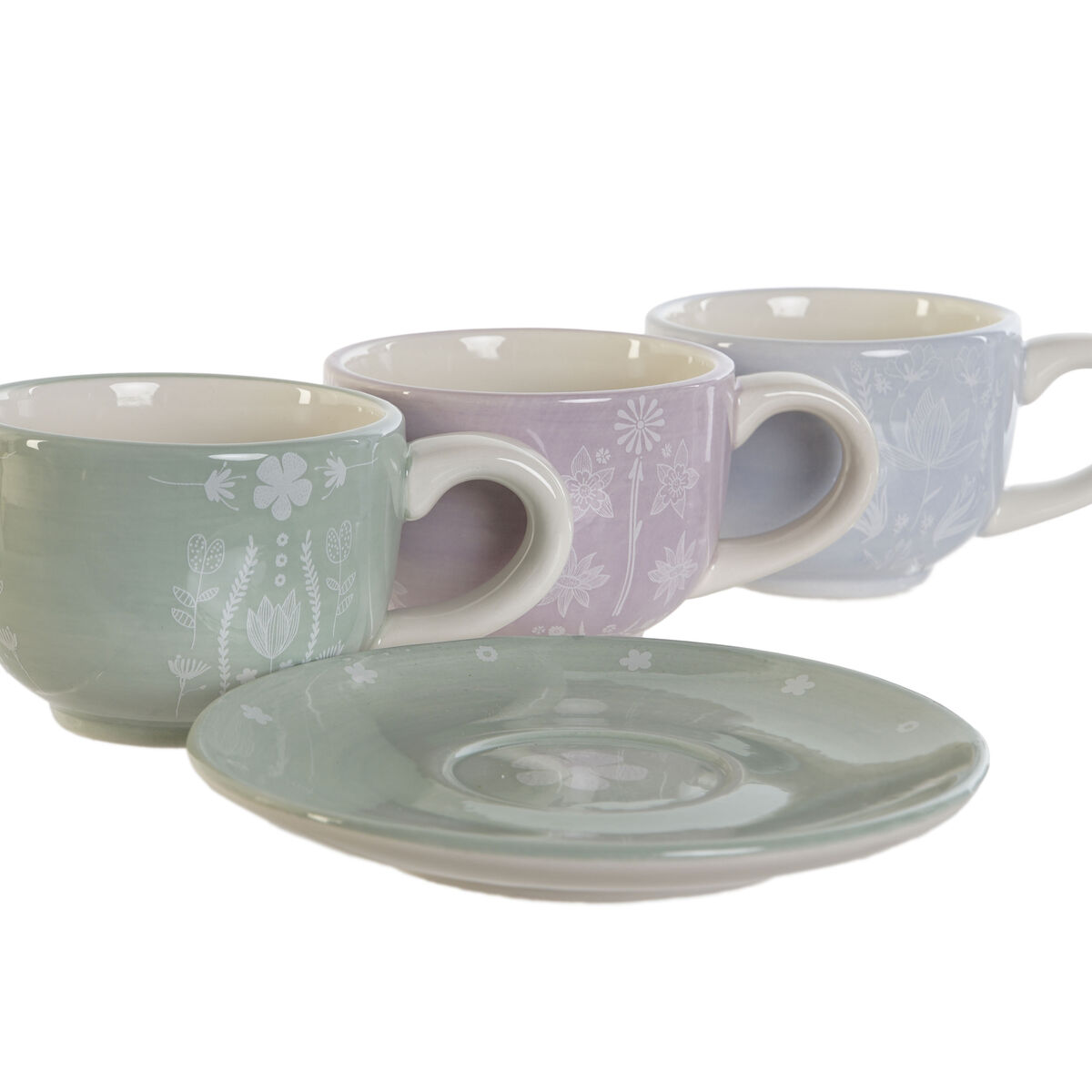 Set da Caffè DKD Home Decor Azzurro Bianco Verde Lilla Metallo Dolomite 180 ml - Immagine 2