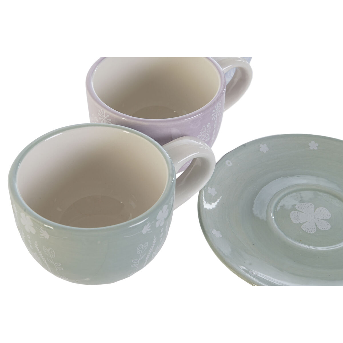 Set da Caffè DKD Home Decor Azzurro Bianco Verde Lilla Metallo Dolomite 180 ml - Immagine 3