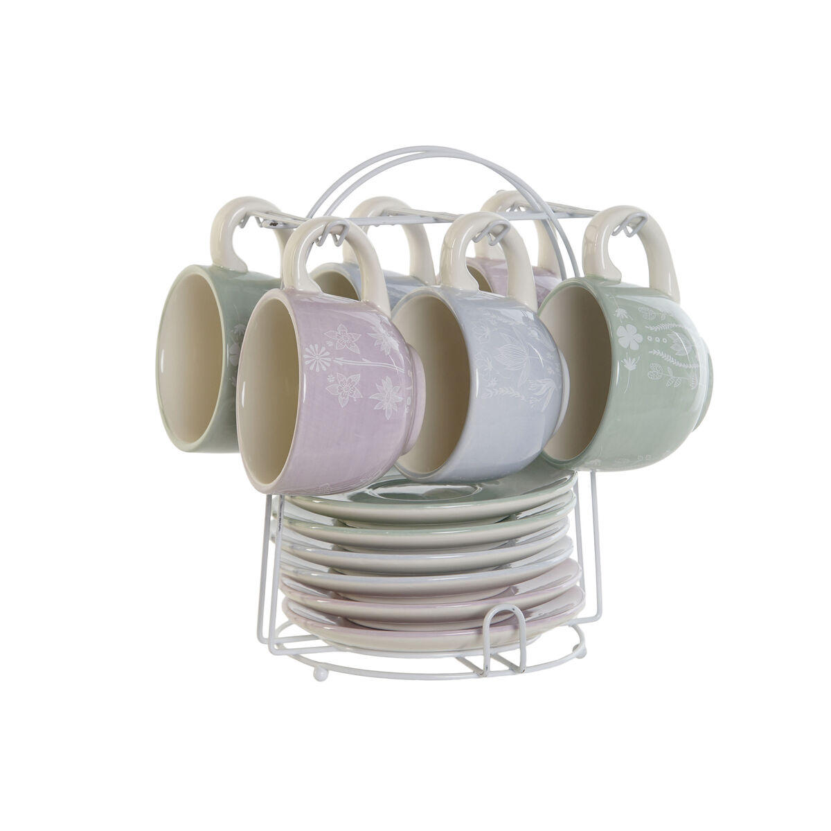 Set da Caffè DKD Home Decor Azzurro Bianco Verde Lilla Metallo Dolomite 180 ml - Immagine 4