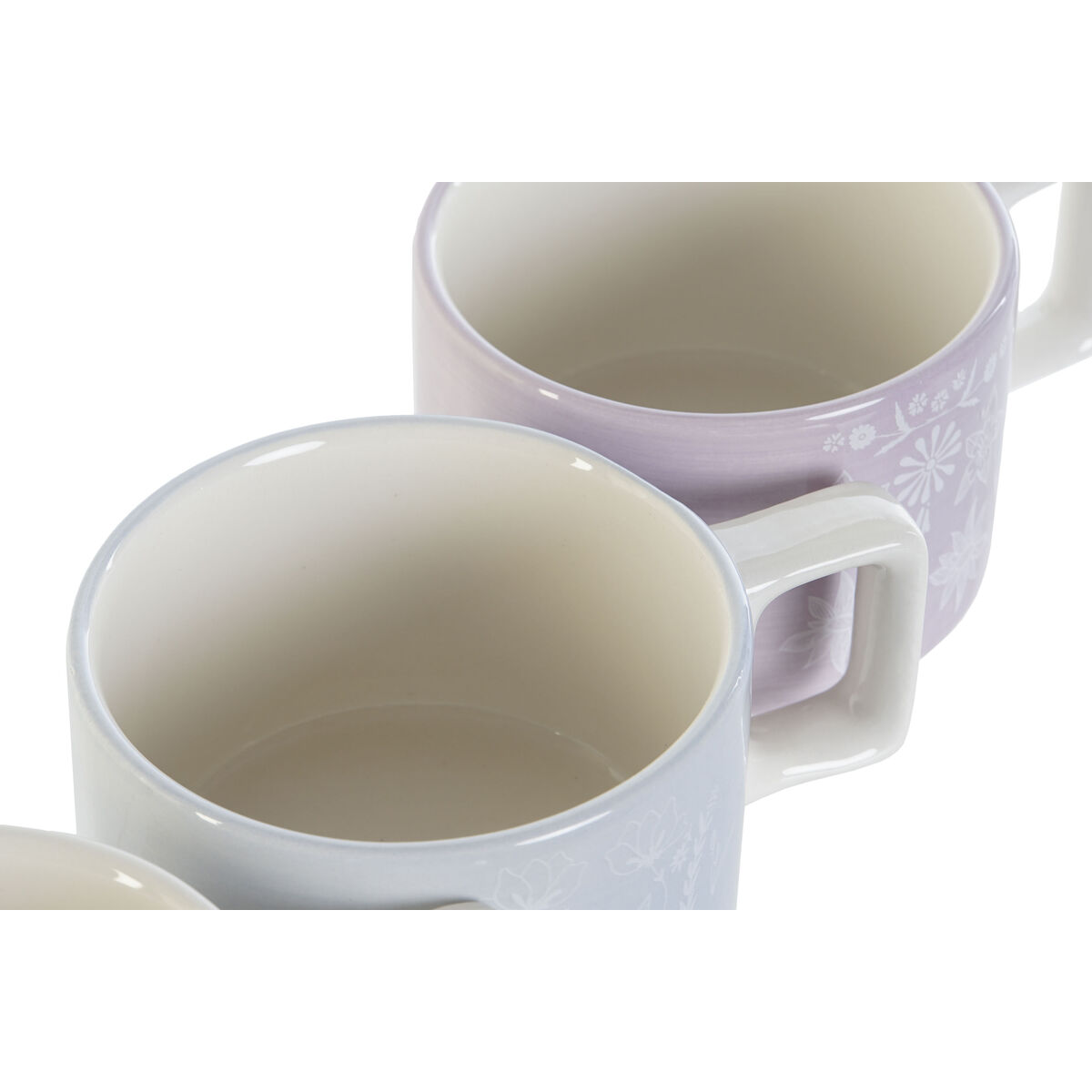 Set di Tazze da Caffè DKD Home Decor Verde Blu cielo Lilla Metallo Bambù Dolomite 260 ml - Immagine 3