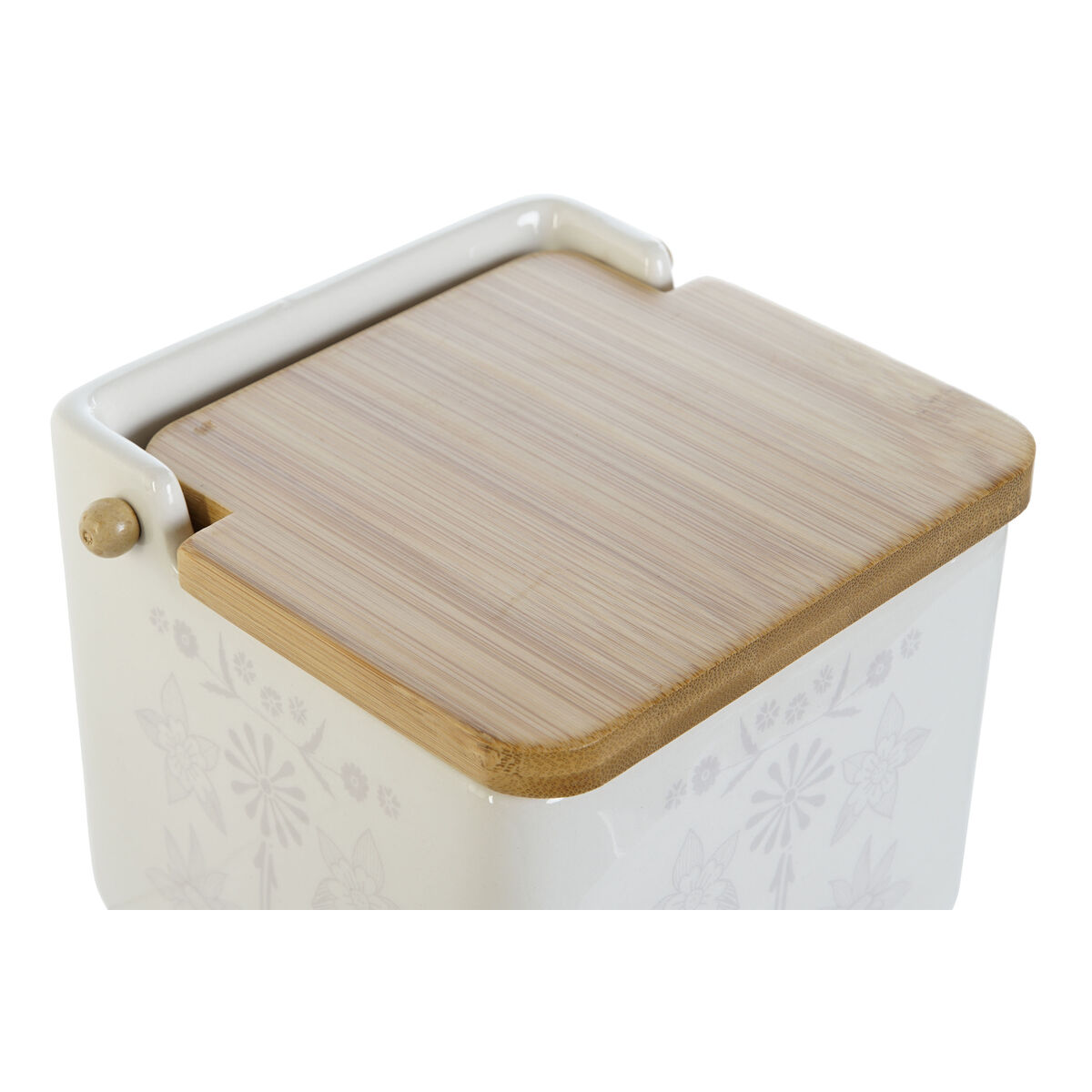 Portasale con Coperchio DKD Home Decor Azzurro Bianco Verde Lilla Bambù Scandi 750 ml 14 x 12,5 x 12 cm (3 Unità) - Immagine 3