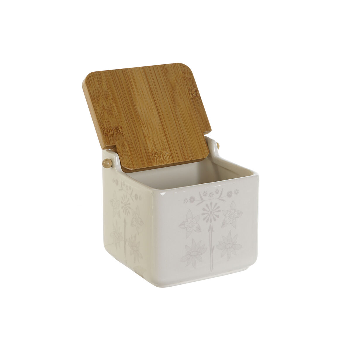Portasale con Coperchio DKD Home Decor Azzurro Bianco Verde Lilla Bambù Scandi 750 ml 14 x 12,5 x 12 cm (3 Unità) - Immagine 4