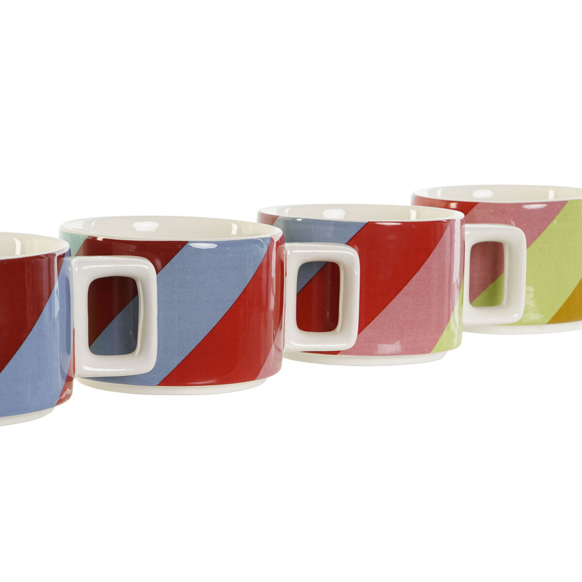 Set di Tazze da Caffè DKD Home Decor Bianco Multicolore Marrone Chiaro Metallo Bambù Dolomite 260 ml - Immagine 2
