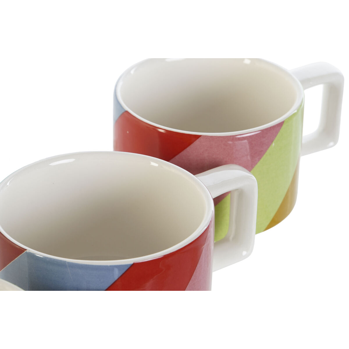 Set di Tazze da Caffè DKD Home Decor Bianco Multicolore Marrone Chiaro Metallo Bambù Dolomite 260 ml - Immagine 3