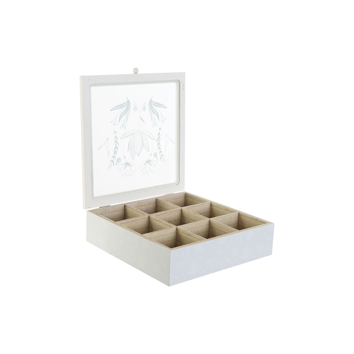 Scatola per Infusioni DKD Home Decor Azzurro Bianco Verde Lilla Metallo Cristallo Legno MDF (3 Unità) - Immagine 3