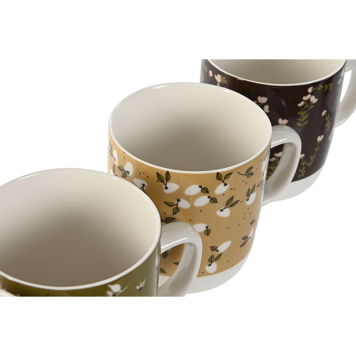 Tazza Mug DKD Home Decor Marrone Verde Rosa Senape Porcellana 380 ml (4 Unità) - Immagine 3