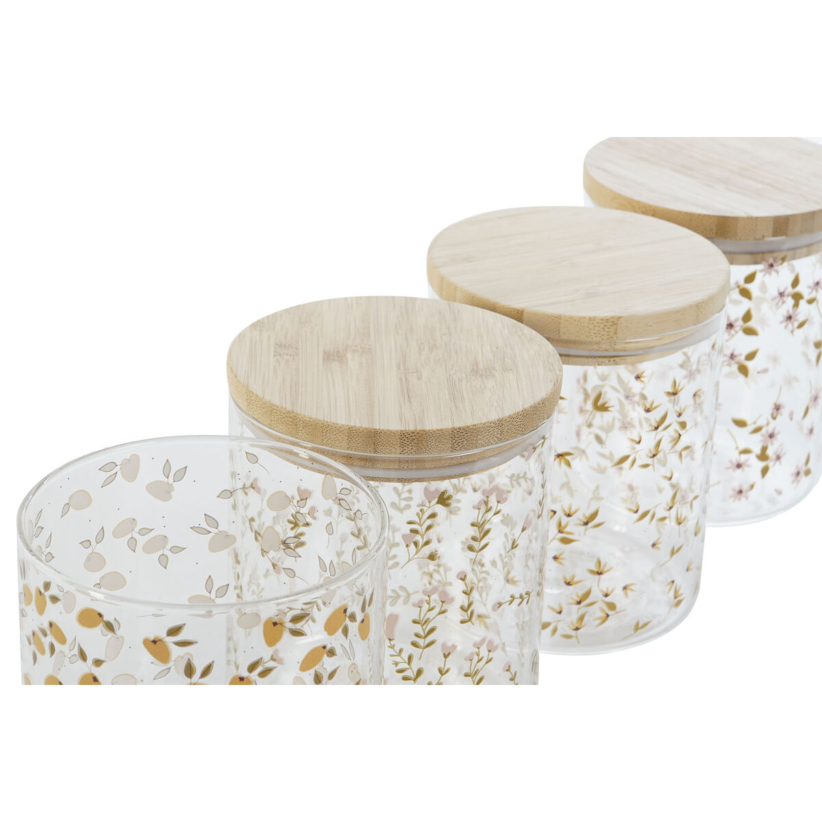 Barattolo DKD Home Decor Bambù Vetro Borosilicato Shabby Chic 700 ml 10 x 10 x 12,5 cm (4 Unità) - Immagine 2
