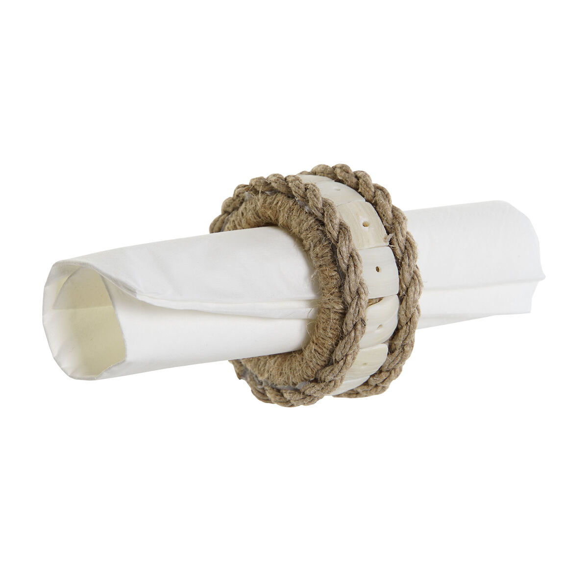 Anello portatovagliolo DKD Home Decor Naturale Juta Resina Alluminio 6 x 3 x 6 cm 4 Pezzi - Immagine 2