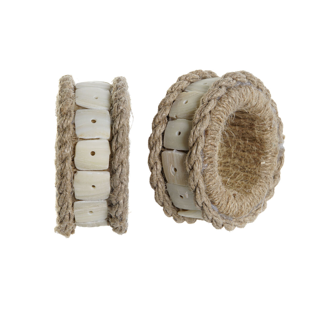Anello portatovagliolo DKD Home Decor Naturale Juta Resina Alluminio 6 x 3 x 6 cm 4 Pezzi - Immagine 3