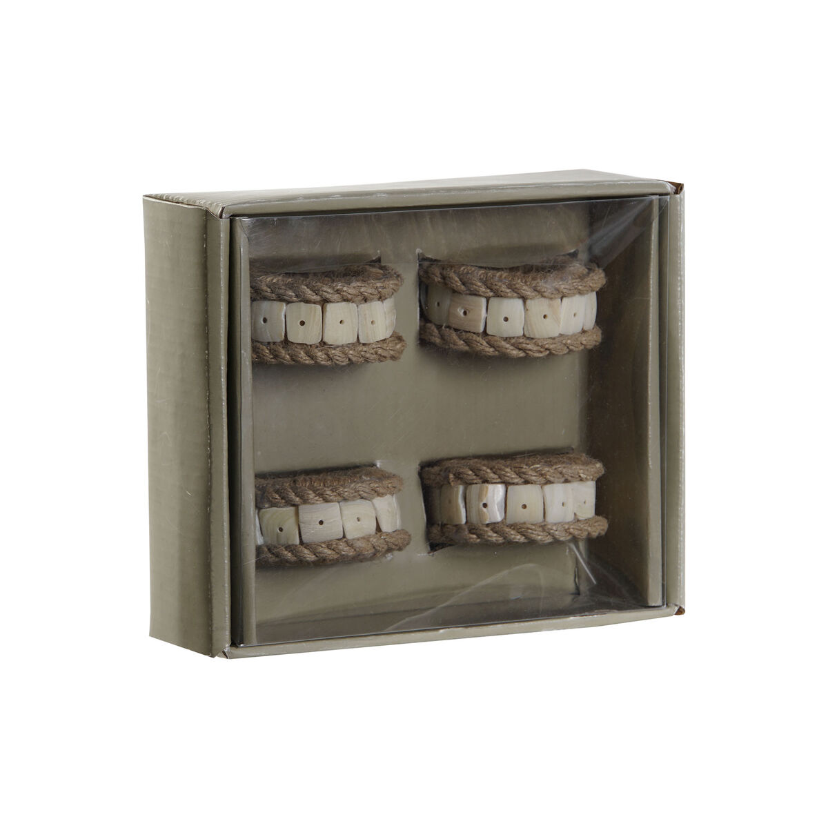 Anello portatovagliolo DKD Home Decor Naturale Juta Resina Alluminio 6 x 3 x 6 cm 4 Pezzi - Immagine 4