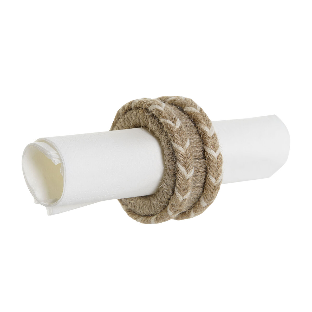 Anello portatovagliolo DKD Home Decor Naturale Juta Legno di mango 6 x 3 x 6 cm 4 Pezzi - Immagine 2