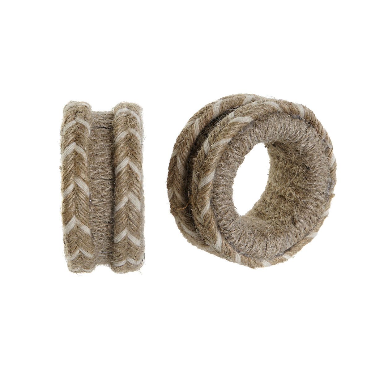 Anello portatovagliolo DKD Home Decor Naturale Juta Legno di mango 6 x 3 x 6 cm 4 Pezzi - Immagine 3