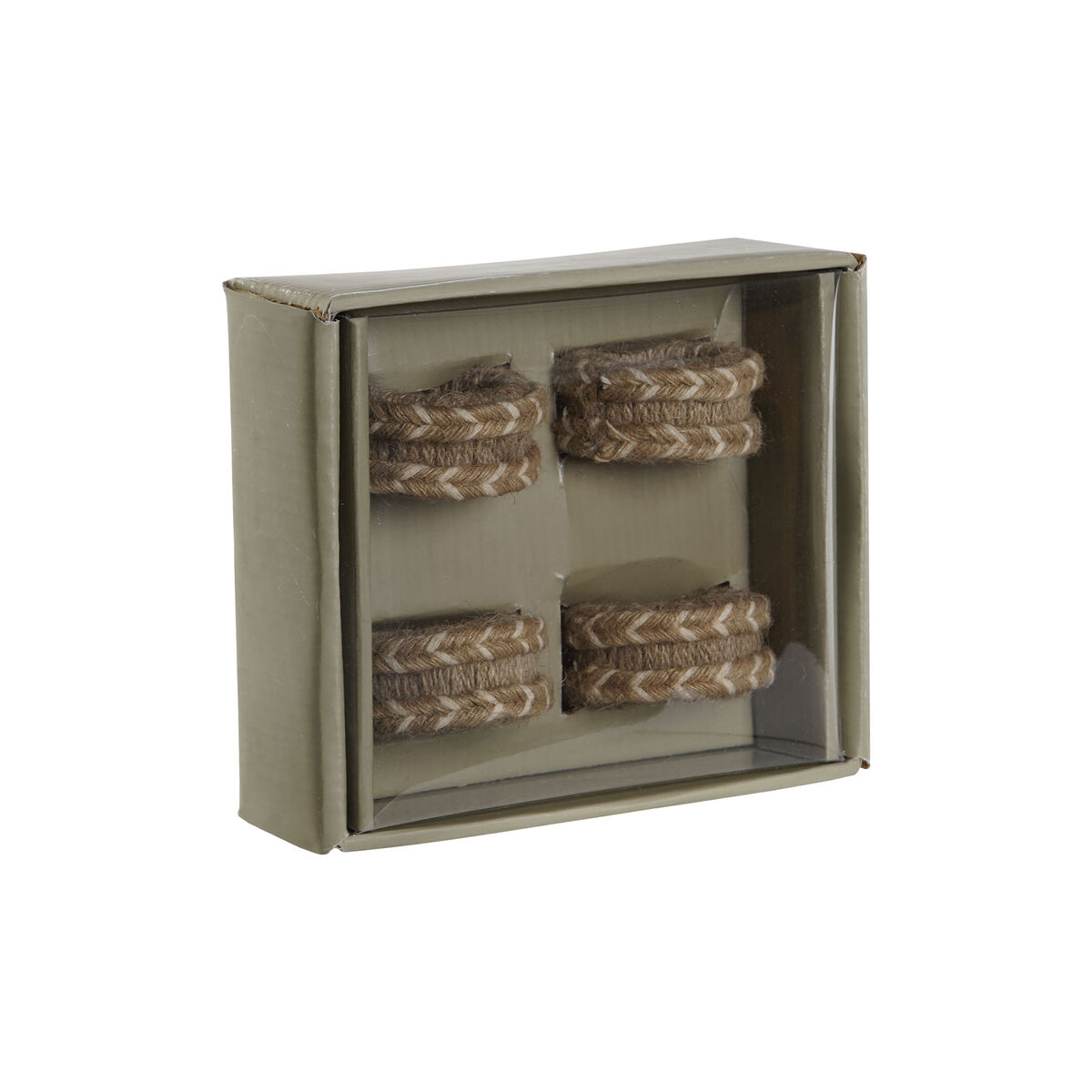 Anello portatovagliolo DKD Home Decor Naturale Juta Legno di mango 6 x 3 x 6 cm 4 Pezzi - Immagine 4