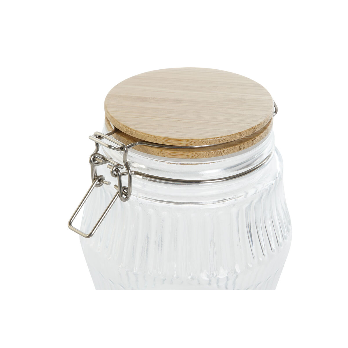 Set di 3 Barattoli Home ESPRIT Trasparente Silicone Bambù Cristallo 13,5 x 13,5 x 27 cm - Immagine 2