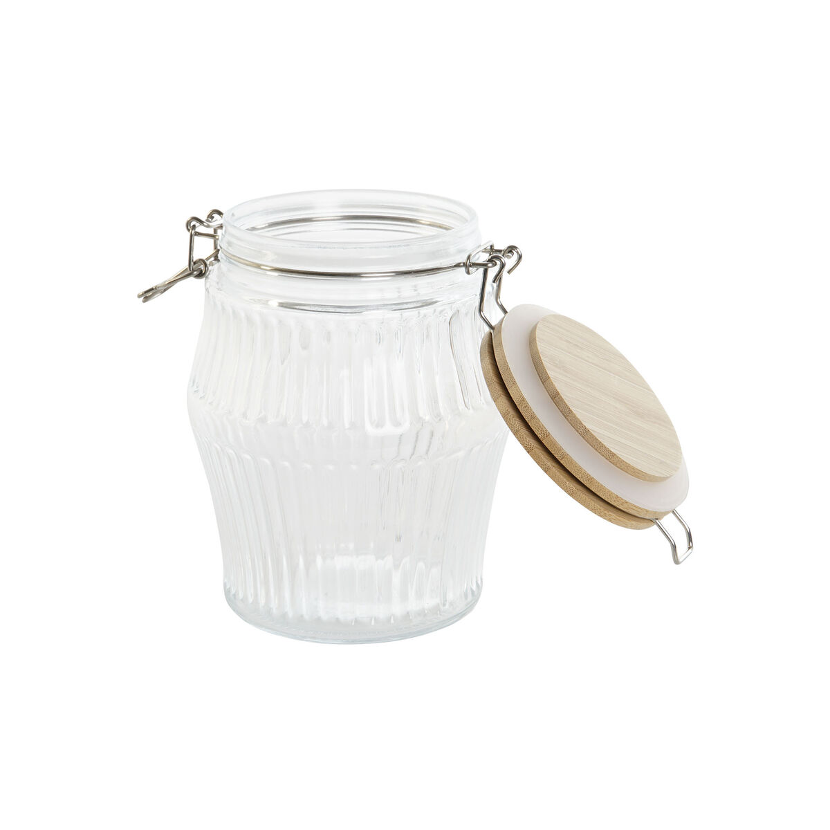 Set di 3 Barattoli Home ESPRIT Trasparente Silicone Bambù Cristallo 13,5 x 13,5 x 27 cm - Immagine 3