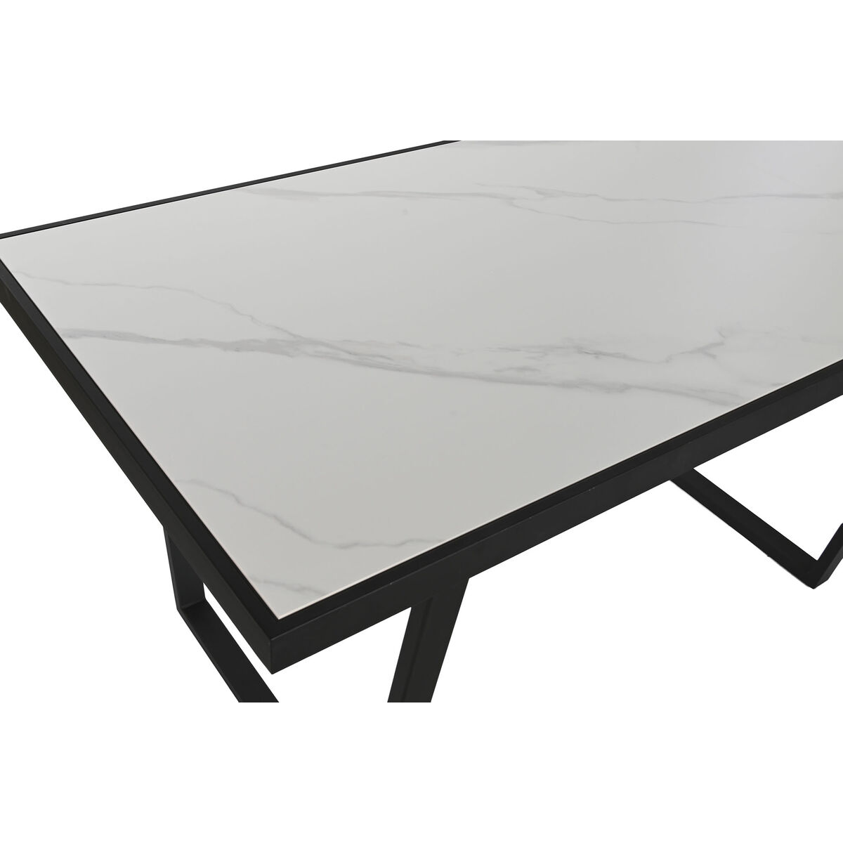 Tavolo da Pranzo Home ESPRIT Bianco Nero Metallo 150 x 80 x 75 cm - Immagine 2