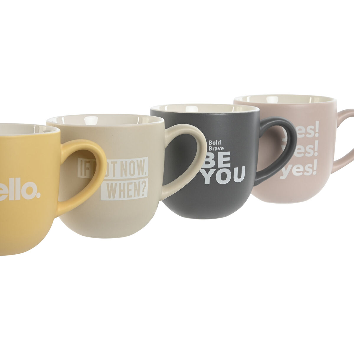 Set di 4 Tazze Mug Home ESPRIT Giallo Beige Grigio Rosa Porcellana 410 ml 13 x 9 x 9,4 cm - Immagine 2