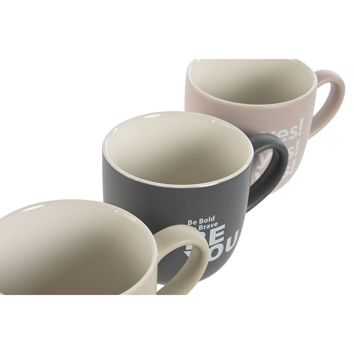 Set di 4 Tazze Mug Home ESPRIT Giallo Beige Grigio Rosa Porcellana 410 ml 13 x 9 x 9,4 cm - Immagine 3