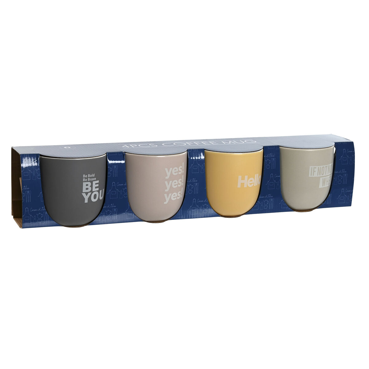 Set di 4 Tazze Mug Home ESPRIT Giallo Beige Grigio Rosa Porcellana 410 ml 13 x 9 x 9,4 cm - Immagine 4