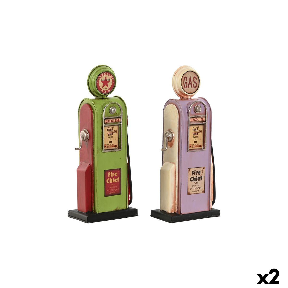Statua Decorativa Home ESPRIT Magenta Pistacchio Vintage gasolinera 7 x 4 x 17 cm (2 Unità)