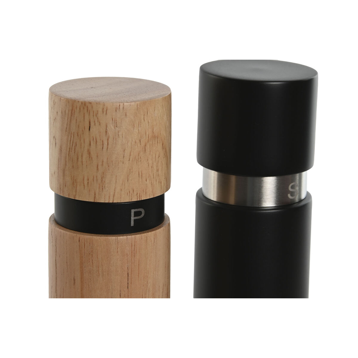 Set Sale e Pepe Home ESPRIT Nero Naturale Acciaio inossidabile Legno d'albero della gomma 14 x 7 x 16,5 cm - Immagine 2
