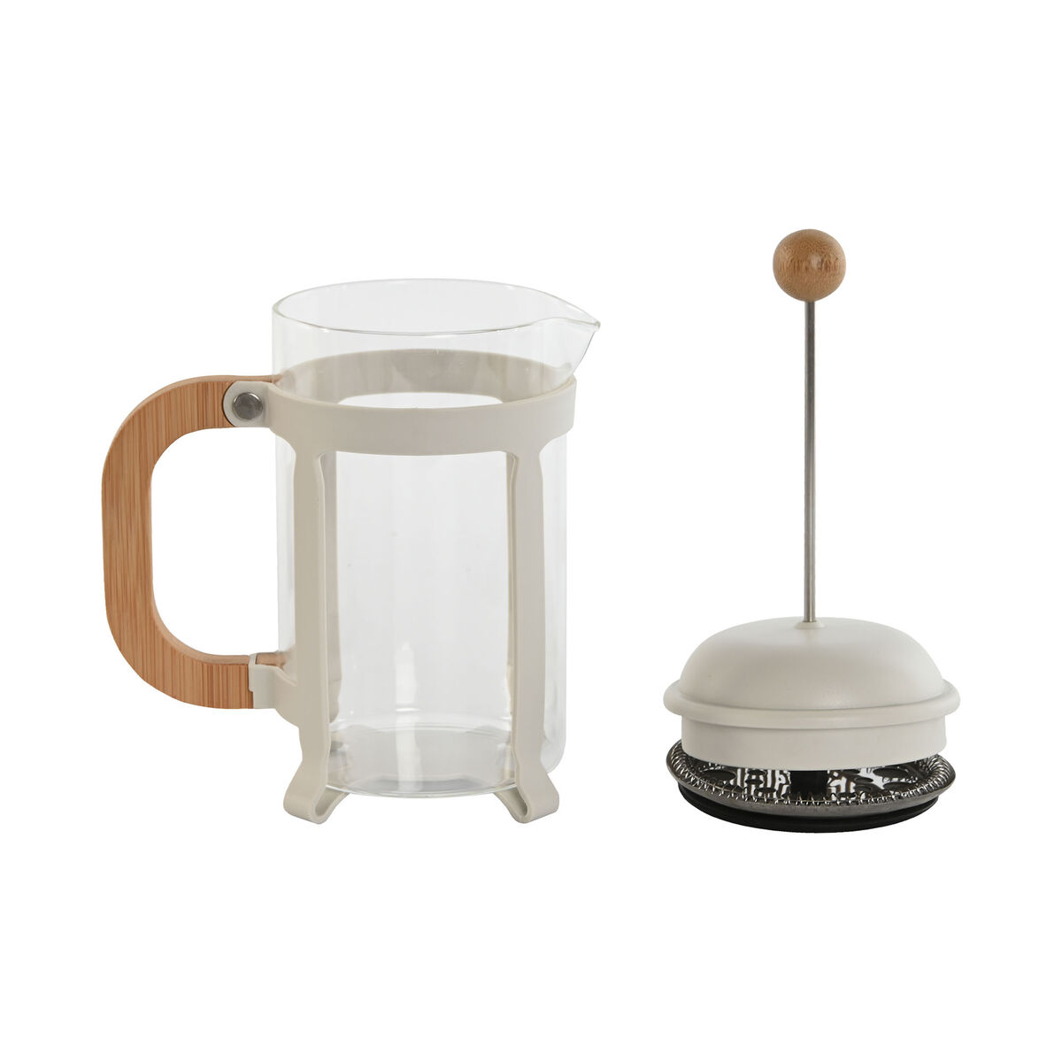 Caffettiera a Stantuffo Home ESPRIT Bianco Naturale Acciaio inossidabile 800 ml 15 x 10 x 22 cm - Immagine 4