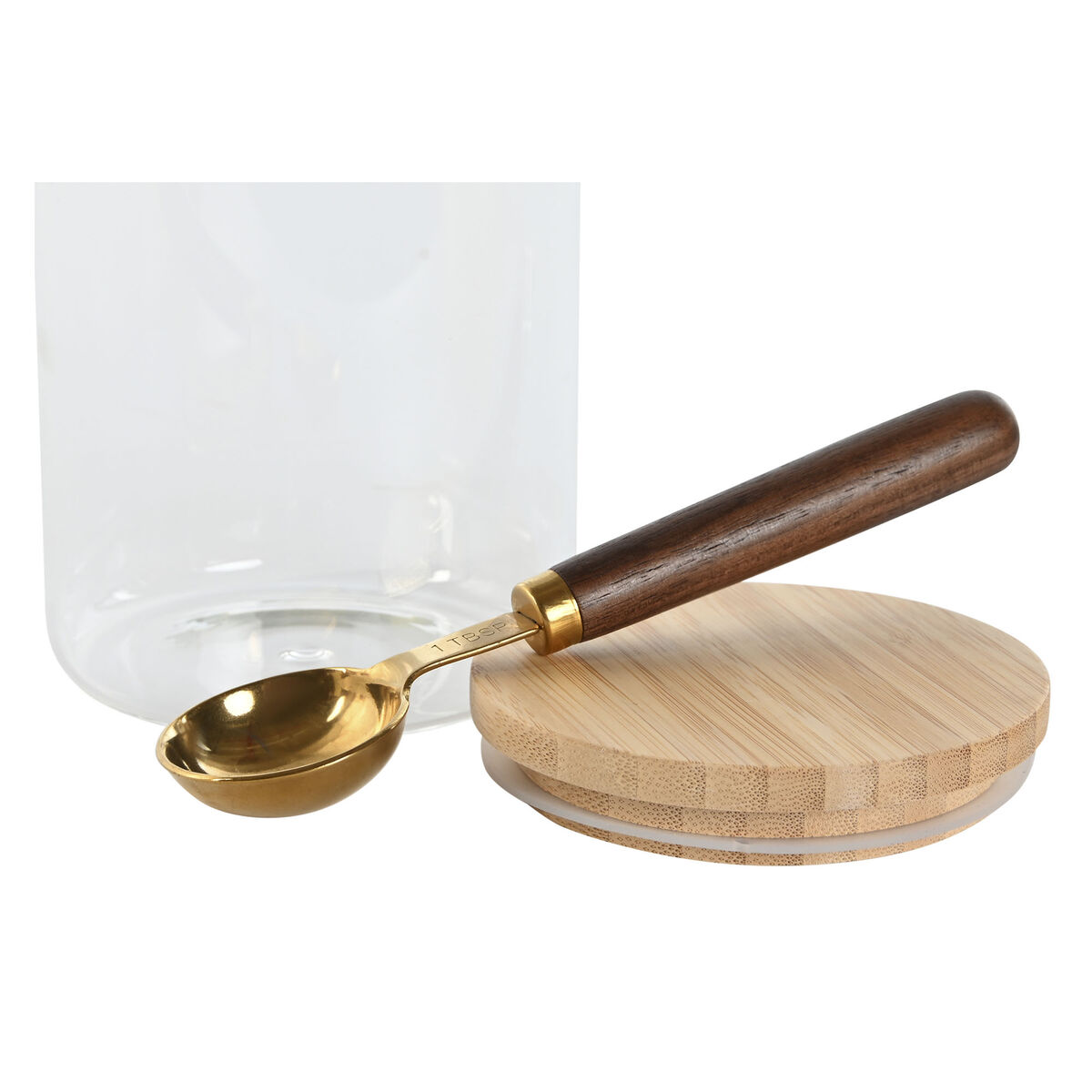 Set di 2 Barattoli Home ESPRIT Dorato Naturale Bambù Vetro Borosilicato 24 x 12 x 18,5 cm - Immagine 2