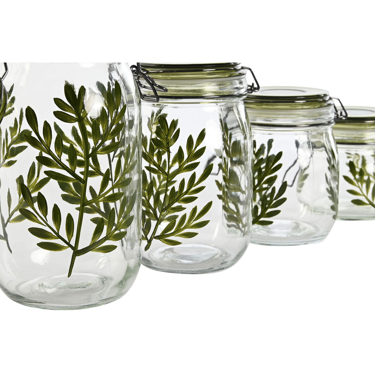 Set di 4 Barattoli Home ESPRIT Verde Cristallo Ferro 1,5 L 11,3 x 11,3 x 21,7 cm - Immagine 2