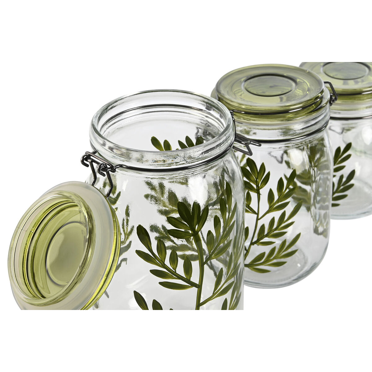 Set di 4 Barattoli Home ESPRIT Verde Cristallo Ferro 1,5 L 11,3 x 11,3 x 21,7 cm - Immagine 3