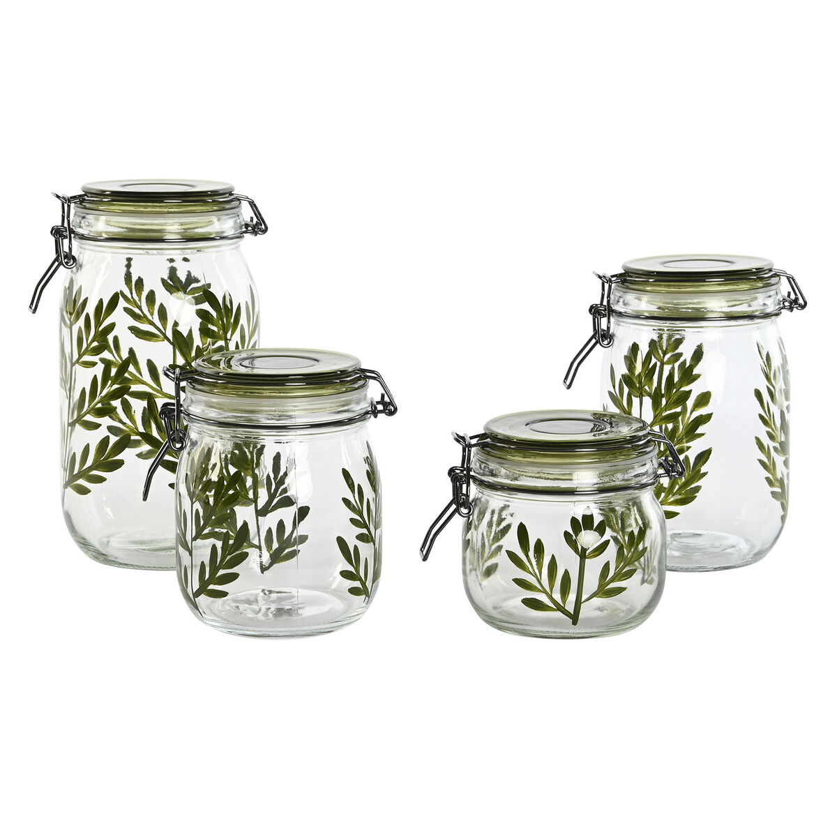 Set di 4 Barattoli Home ESPRIT Verde Cristallo Ferro 1,5 L 11,3 x 11,3 x 21,7 cm - Immagine 5