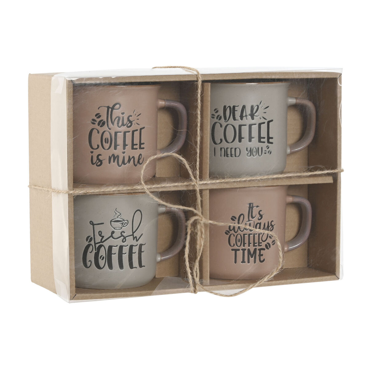 Set di 4 Tazze Mug Home ESPRIT Azzurro Rosa Gres 285 ml 9 x 7 x 8 cm - Immagine 4