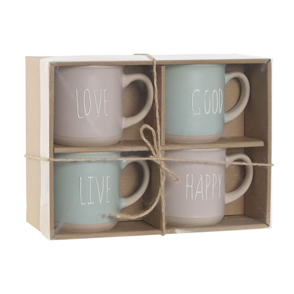 Set di 4 Tazze Mug Home ESPRIT Azzurro Rosa Gres 355 ml 9,7 x 7 x 9,2 cm - Immagine 4